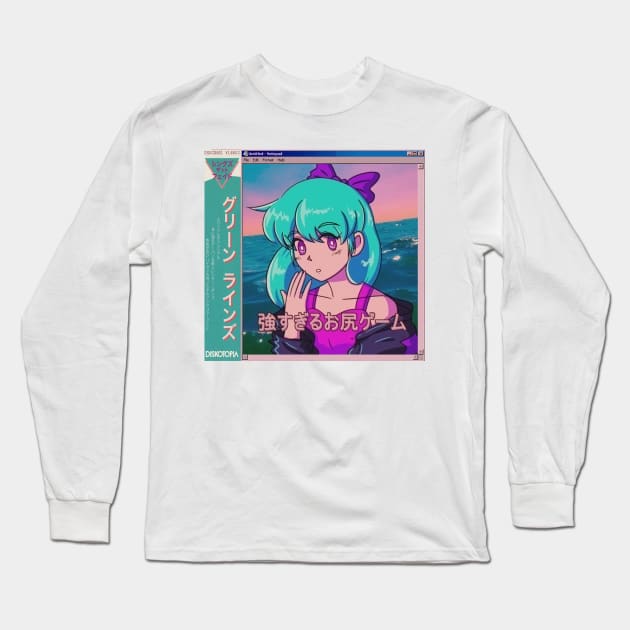 Vaporwave anime aesthetic retro vintage girl Long Sleeve T-Shirt by KinseiNoHime